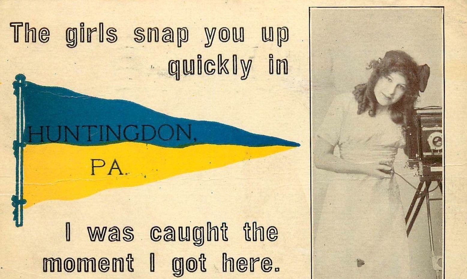 Vintage postcard from Huntingdon in 1910